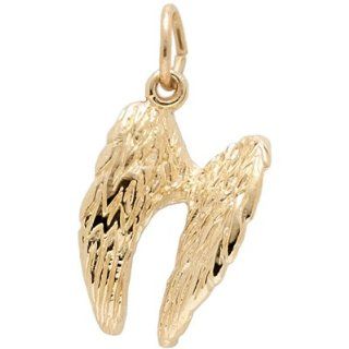 Rembrandt Charms Angel Wings Charm, 14K Yellow Gold Jewelry