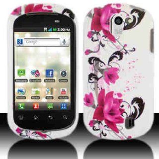 Purple Rose LG C729 Double Play Snap on Cell Phone Case + Microfiber Bag Cell Phones & Accessories