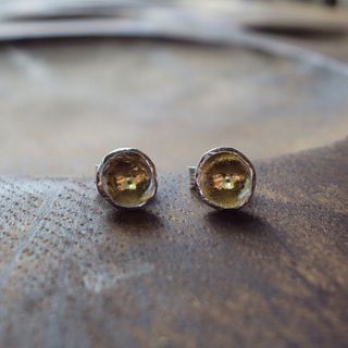 silver and gold domed stud earrings by laura creer