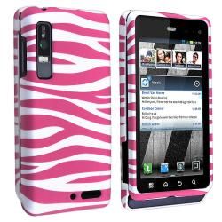 Rubber Coated Pink/ White Zebra Case for Motorola Droid 3 XT862 Eforcity Cases & Holders
