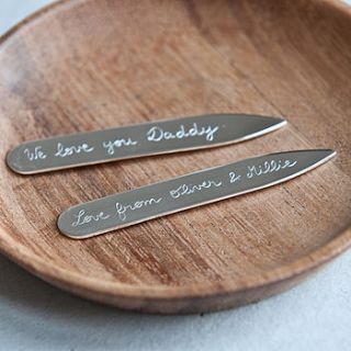 personalised silver collar stiffeners by merci maman