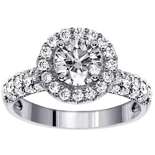 14k White Gold 2 1/5ct TDW Clarity Enhanced Round Brilliant Pave Band Diamond Ring (F G, SI1 SI2) Engagement Rings
