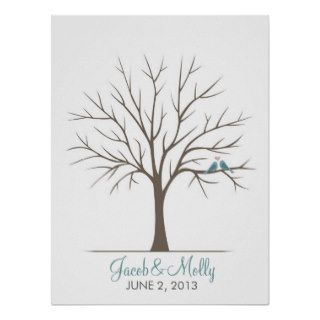 Wedding Fingerprint Tree – Classic Love Birds Posters