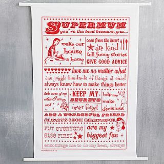 'supermum' retro tea towel by more than words