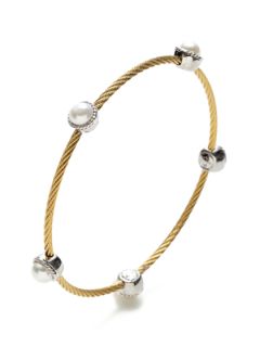 Classique Yellow & Pearl Disc Station Bangle Bracelet by Charriol