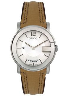 Gucci YA101303  Watches,Mens G Round Camel Leather, Casual Gucci Quartz Watches