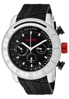 Red Line 10122  Watches,Mens Tread Black Dial SS Case Black Silicone, Casual Red Line Quartz Watches
