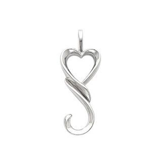 Jewelryweb 14k White Gold Heart Shaped Pendant