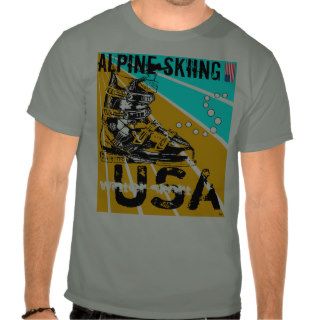 Alpine Ski Winter Sport USA Ski Boot T Shirt