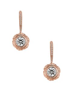 CZ Geometric Disc Drop Earrings by Genevive Jewelry