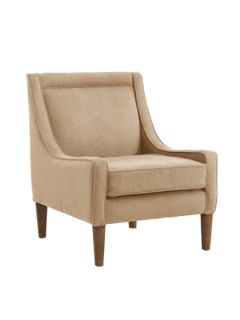 Modern Swoop Arm Chair in Microsuede Oatmeal by Platinum Collection by SF Designs