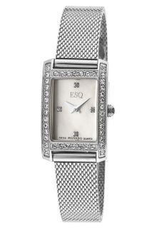 ESQ by Movado 7101378  Watches,Womens White Mother Of Pearl Dial Mesh Stainless Steel, Casual ESQ by Movado Quartz Watches