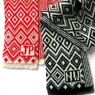 personalised monogram knitted scarf by one woman collective