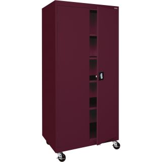 Sandusky Lee Heavy-Duty Welded Steel Mobile Cabinet — 36in.W x 24in.D x 78in.H, Burgundy, Model# TA4R362472-03  Storage Cabinets