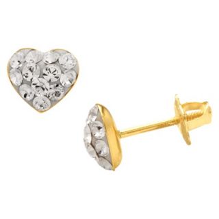 14k Yellow Gold Heart with Clear Crystal Childre