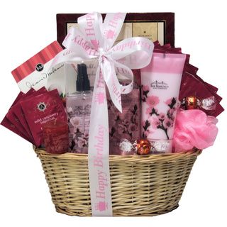 Cherry Blossom Spa Retreat Birthday Gift Basket Bath Gift Baskets