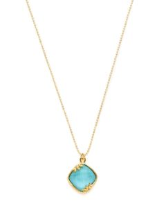 Rock Crystal & Turquoise Pendant Necklace by Indulgems