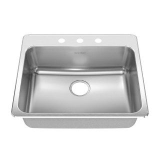 American Standard 15SB.252283.073 Prevoir 24.25 Inch Stainless Steel 3 Hole Topmount Single Bowl Kitchen Sink, Radiant Silk    