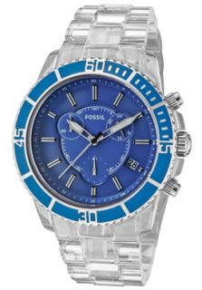 Fossil CH2625  Watches,Chronograph Blue Dial Transparent Resin, Chronograph Fossil Quartz Watches