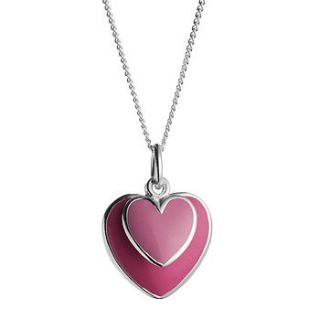 double pink heart necklace by baronessa