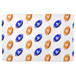 Orange and Blue Football Pattern Towel
