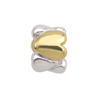 Persona Sterling Silver and 18K Gold Inverted Hearts Bead   Zales