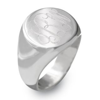 Sterling Silver Round Engraved Signet Ring (1 3 Letters)   Zales