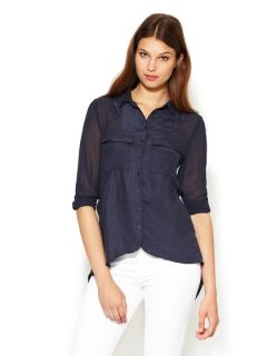 Silk Charmeuse Mixed Texture Blouse by The Addison Story