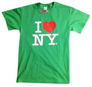 I Love NY New York Short Sleeve Screen Print Heart T Shirt Green Clothing