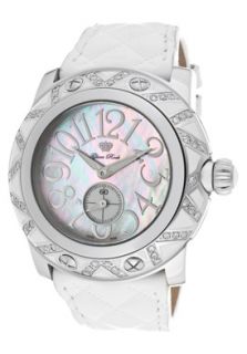Glam Rock GR10506  Watches,Womens Miami Diamonds White MOP Dial White Genuine Leather, Casual Glam Rock Quartz Watches