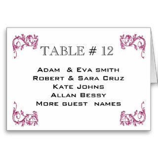 Elegant Table number template wedding Cards