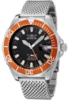 Invicta 6354  Watches,Mens Grand Pro Diver GMT Black Dial Mesh Stainless Steel, Luxury Invicta Quartz Watches