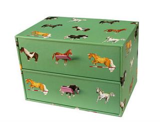 two drawer storage box   green horsies by milly green