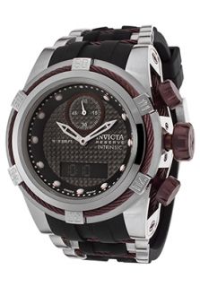 Invicta 12489  Watches,Mens Bolt Zeus Black Polyurethane Carbon Fiber Dial Purple Accents, Fashion Invicta Analog Digital Watches