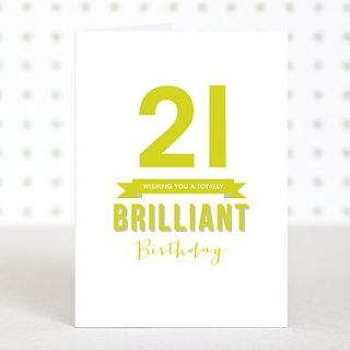 'brilliant 21' birthday card by doodlelove