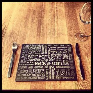 set of two personalised slate place mats by moat house gifts