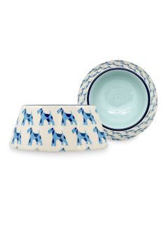 Blue Airedale Terrier Dog Bowl (Set of 2) by Aimee Wilder