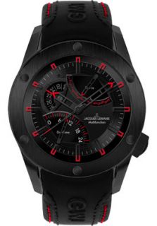 JACQUES LEMANS 1634D  Watches,Mens Liverpool GMT Black Leather, Casual JACQUES LEMANS Quartz Watches