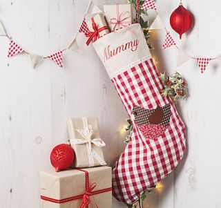 personalised cute robin christmas stocking by elm tree studio
