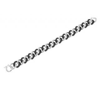 7.60 ct tw Black Spinel Pave Curb Link 8 Sterling Bracelet —