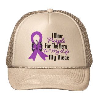 Pancreatic Cancer Ribbon My Hero My Niece Mesh Hat