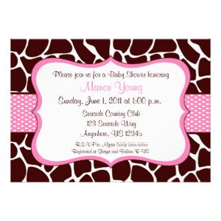 Giraffe Print Pink Baby Shower Invitation
