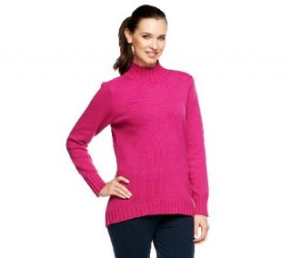 Denim & Co. Essentials Mock Neck Sweater with Hi Low Hem —