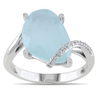 Miadora Sterling Silver Aquamarine and Sapphire Cocktail Ring Miadora Gemstone Rings