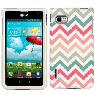 T Mobile LG Optimus F3 Chevron Peach Pink Green Red Pattern Phone Case Cover Cell Phones & Accessories