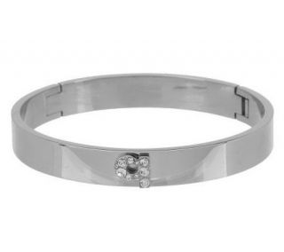 Steel by Design Crystal Initial Hinged Bangle Bracelet —