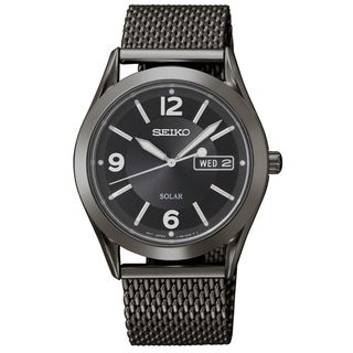 Seiko Men's SNE235 'Solar' Black Mesh Bracelet Watch Seiko Men's Seiko Watches