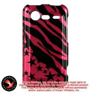 Hot Pink with Black Zebra & Star Snap on Hard Skin Shell Cover Case for HTC 6350 / Droid Incredible 2 Cell Phones & Accessories