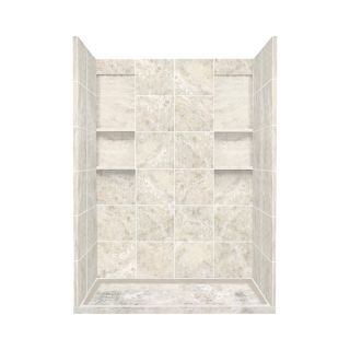 Style Selections 83 in H x 60 in W x 30 in L Silver Mocha Solid Surface Wall 4 Piece Alcove Shower Kit