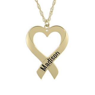 Personalized Ribbon Heart Pendant in 10K Gold (8 Letters)   Zales